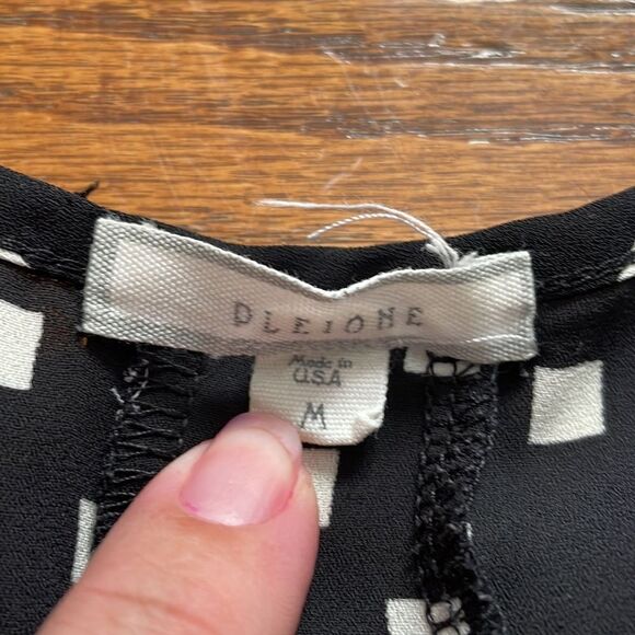 Pleione Black and White Square Short Sleeve Top - Picture 2 of 5